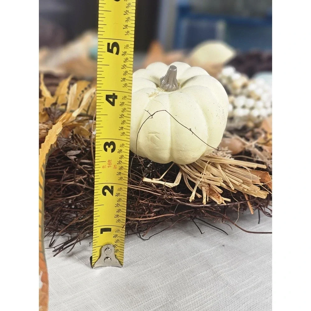 Rustic Fall Harvest Wreath Pumpkins Berries Leaves Twig 17 In